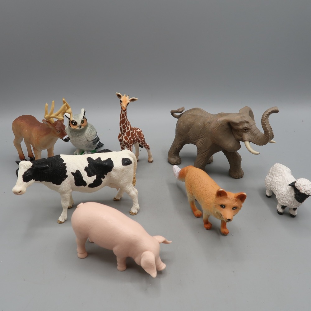 Safari Learning Resources Wild Animal Toy Figure Lot Elephant Cow Owl Giraffe
